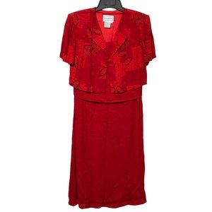Vintage Karin Stevens Red Floral Dress